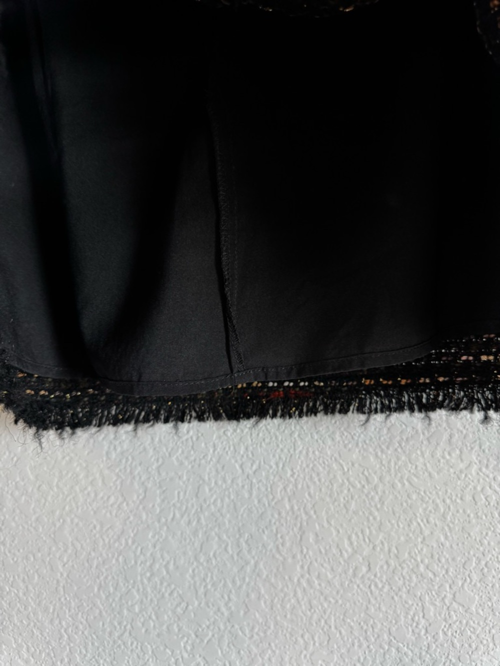 Veronica Beard Margot Black Metallic Tweed Fringe Mini Skirt Size 12 - Picture 7 of 9
